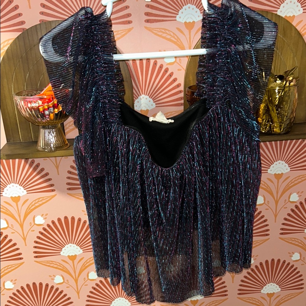 Elegant Black and Purple Women's Top